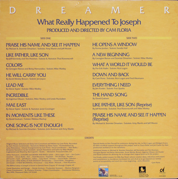 Cam Floria's Continentals* : Dreamer (What Really Happened To Joseph) (LP, Album)