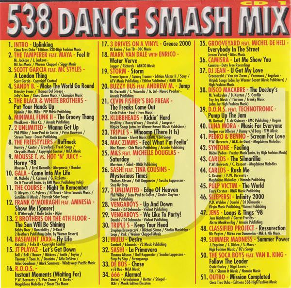 Various : 538 Dance Smash Mix '98 - The Monster Mix Of The Year (2xCD, Mixed)