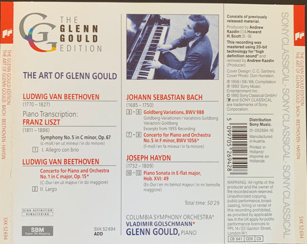 Glenn Gould, Johann Sebastian Bach, Ludwig van Beethoven, Joseph Haydn : The Art Of Glenn Gould  (CD, Comp, RM)