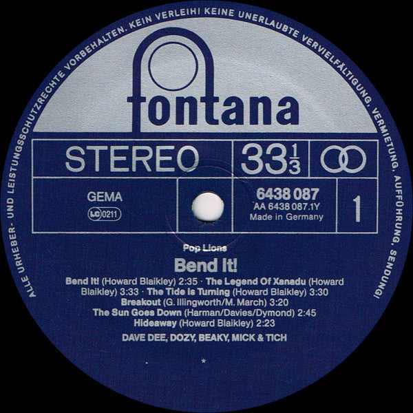 Dave Dee, Dozy, Beaky, Mick & Tich : Bend It! (LP, Album, Comp, RE)