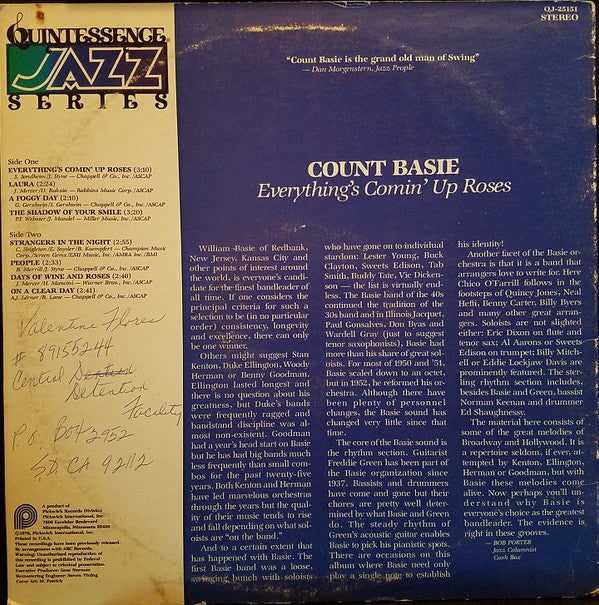 Count Basie : Everything's Comin' Up Roses (LP, Comp)