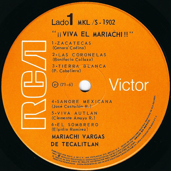 Mariachi Vargas De Tecalitlán : ¡Viva! El Mariachi (LP, Album)