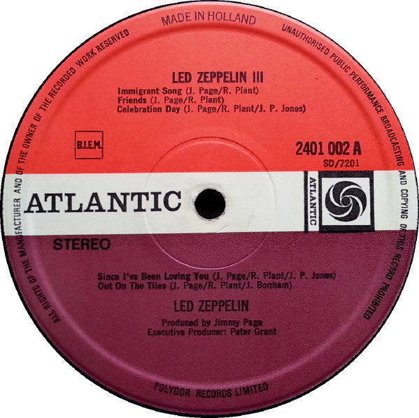 Led Zeppelin : Led Zeppelin III (LP, Album, Gat)