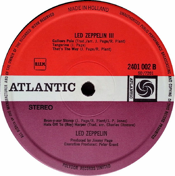 Led Zeppelin : Led Zeppelin III (LP, Album, Gat)