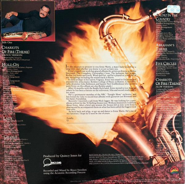 Ernie Watts : Chariots Of Fire (LP, Album, Win)