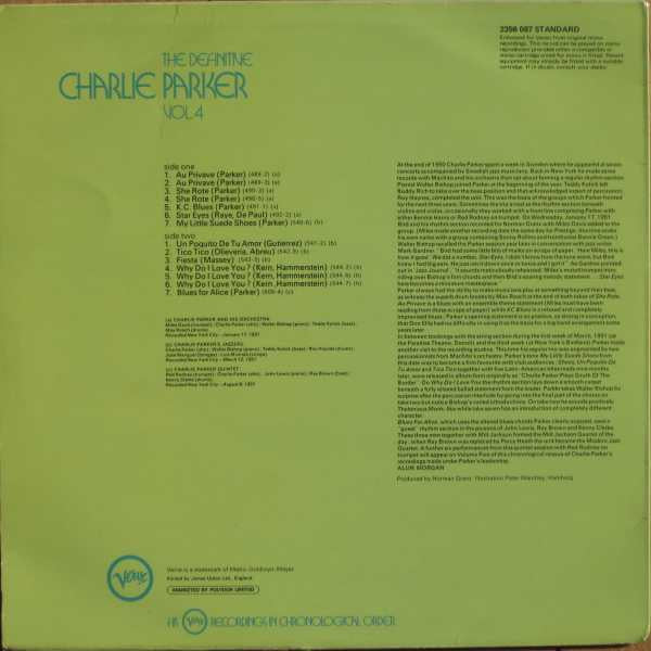 Charlie Parker : The Definitive Charlie Parker Vol. 4 (LP, Comp)
