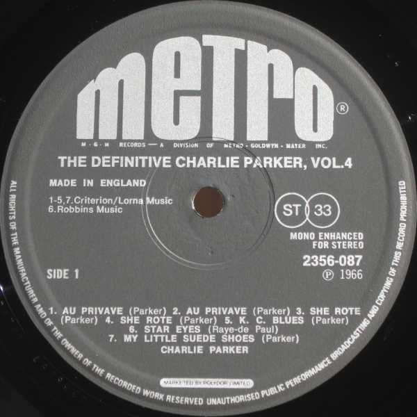 Charlie Parker : The Definitive Charlie Parker Vol. 4 (LP, Comp)