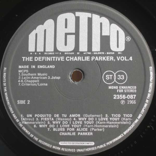 Charlie Parker : The Definitive Charlie Parker Vol. 4 (LP, Comp)