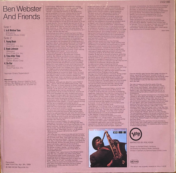 Ben Webster : Ben Webster And Friends (LP, Album, RE)