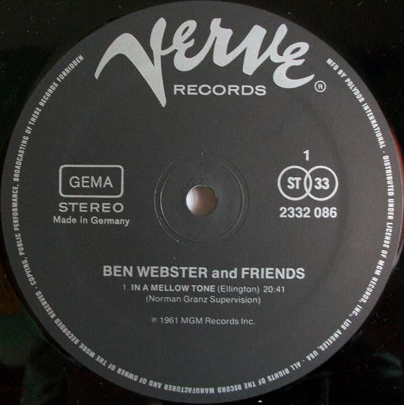 Ben Webster : Ben Webster And Friends (LP, Album, RE)