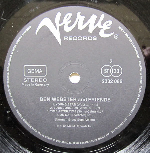 Ben Webster : Ben Webster And Friends (LP, Album, RE)