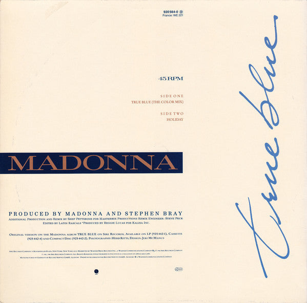 Madonna : True Blue (12", Maxi)