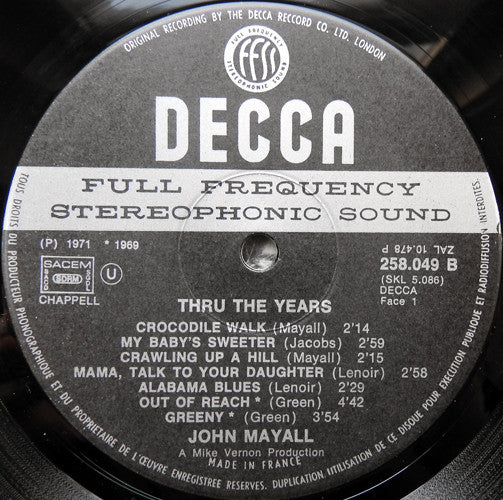 John Mayall : Thru The Years (LP, Comp)