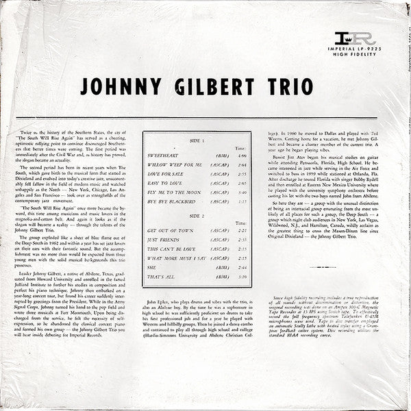 Johnny Gilbert Trio : That's All (LP, Album, Mono)
