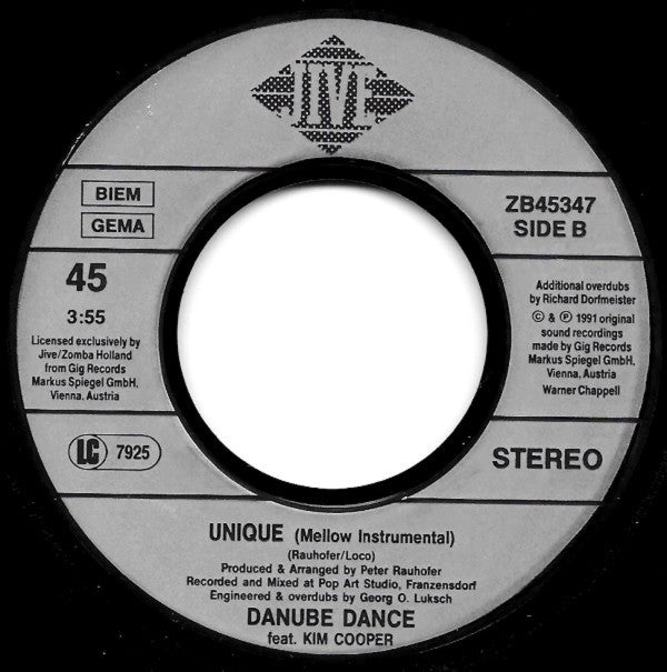Danube Dance Feat. Kim Cooper : Unique (7", Single)