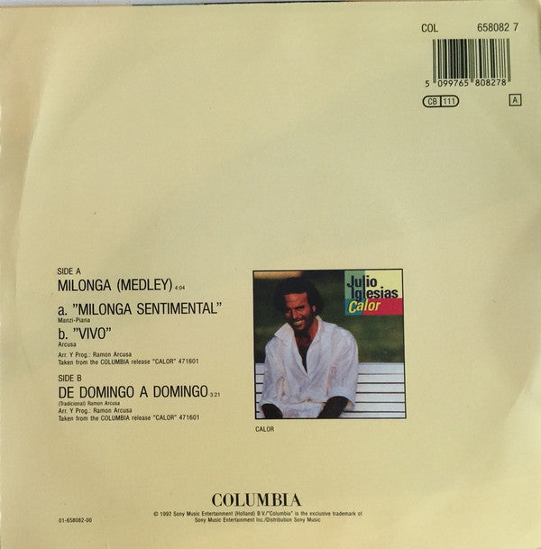 Julio Iglesias : Milonga Sentimental (7", Single)