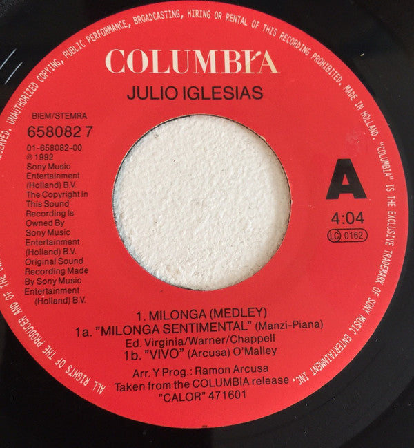 Julio Iglesias : Milonga Sentimental (7", Single)
