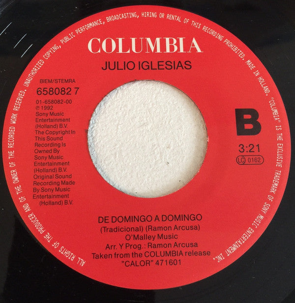 Julio Iglesias : Milonga Sentimental (7", Single)