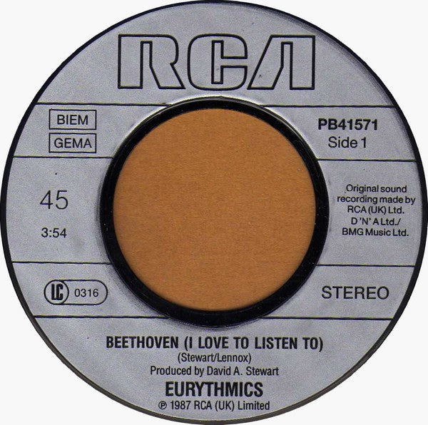 Eurythmics : Beethoven (7", Single)