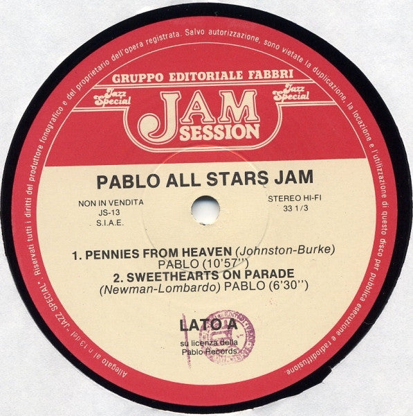 The Pablo All-Stars Jam : Pablo All Stars Jam (LP, RE, RM)