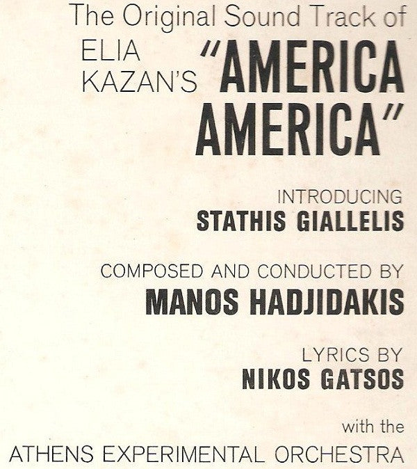 Manos Hadjidakis : America America (Original Sound Track) (LP, Album, Mono)