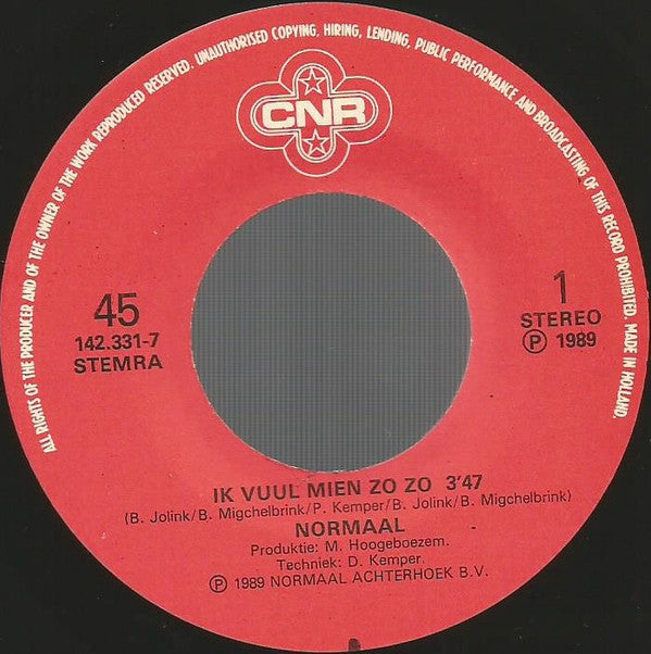 Normaal : Ik Vuul Mien Zo Zo (7", Single, Wit)