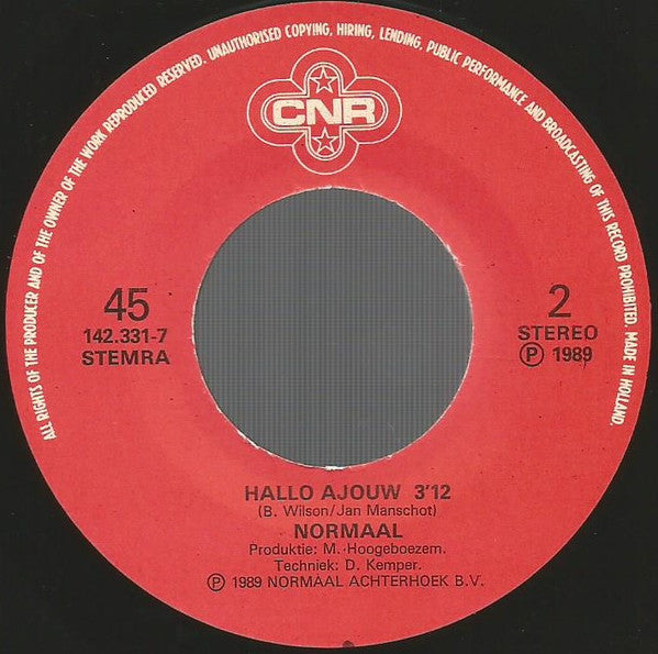 Normaal : Ik Vuul Mien Zo Zo (7", Single, Wit)