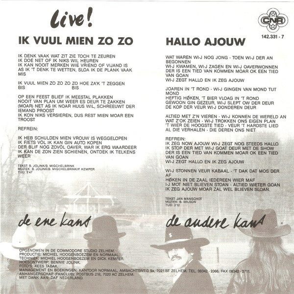 Normaal : Ik Vuul Mien Zo Zo (7", Single, Wit)