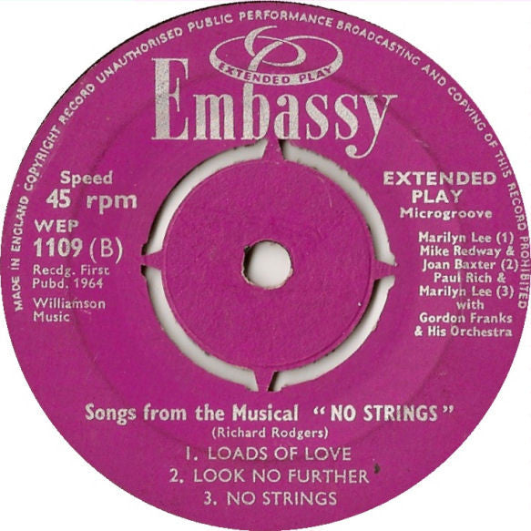 Various : Songs From The Musical "No Strings" (7", EP)