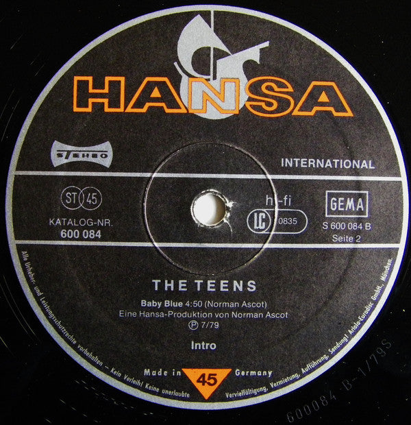 The Teens : 1-2-3-4 Red Light / Baby Blue (12", Maxi)