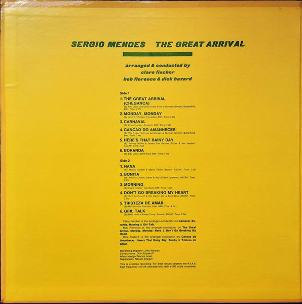Sérgio Mendes : The Great Arrival (LP, Album, Gat)