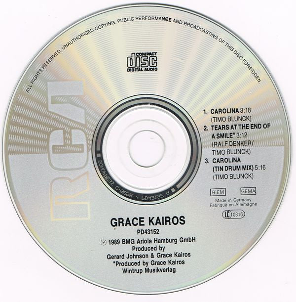 Grace Kairos : Carolina (CD, Single)