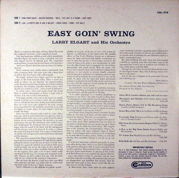 Larry Elgart And His Orchestra* : Easy Goin' Swing (LP, Album, Mono, Ind)