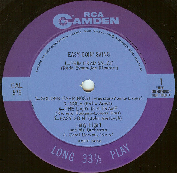 Larry Elgart And His Orchestra* : Easy Goin' Swing (LP, Album, Mono, Ind)
