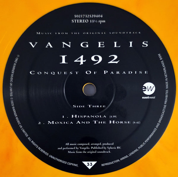 Vangelis : 1492 - Conquest Of Paradise (Music From The Original Soundtrack) (2xLP, Album, Ltd, Yel)