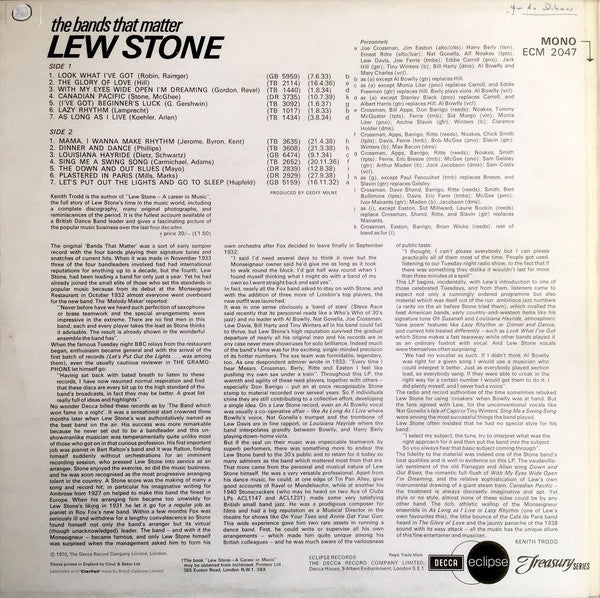 Lew Stone : The Bands That Matter (LP, Comp, Mono)