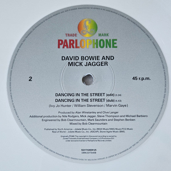 David Bowie And Mick Jagger : Dancing In The Street (12", Single, Ltd, RE, RM, Whi)