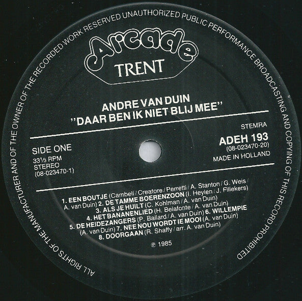 André van Duin : Daar Ben Ik Niet Blij Mee! (LP, Comp)