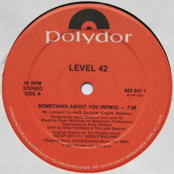 Level 42 : Something About You Remix (12", HRM)