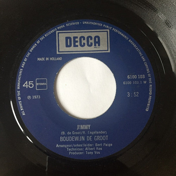 Boudewijn de Groot : Jimmy / Onderweg (7", Single, Pap)