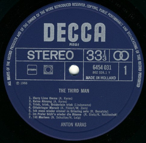 Anton Karas : The Third Man (LP, Comp, RE)