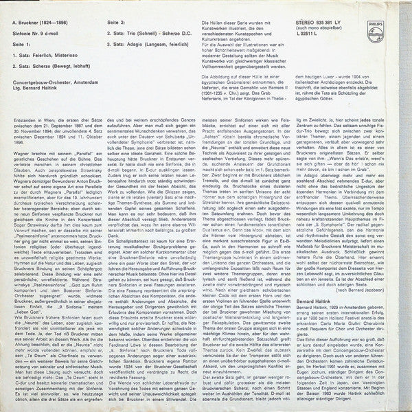Bernard Haitink, Anton Bruckner, Concertgebouworkest : Sinfonie Nr. 9 D-Moll (LP, Album)