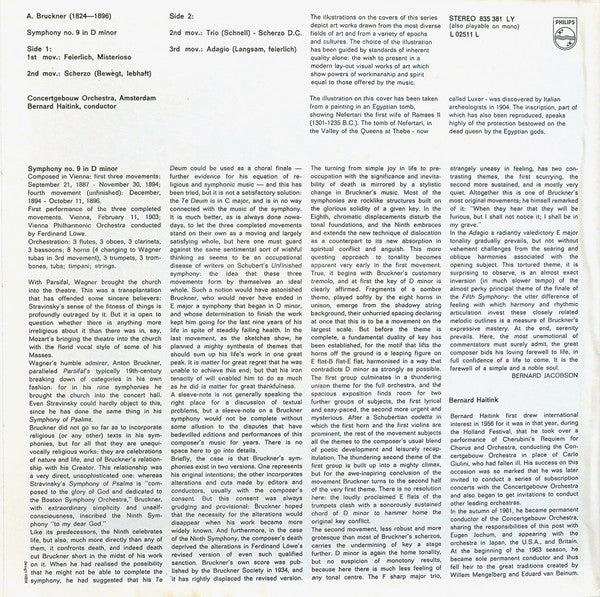 Bernard Haitink, Anton Bruckner, Concertgebouworkest : Sinfonie Nr. 9 D-Moll (LP, Album)
