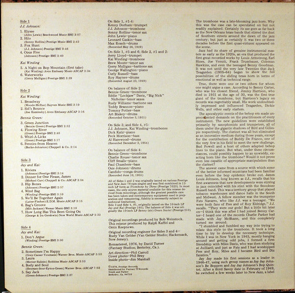 J.J. Johnson - Kai Winding - Bennie Green With Sonny Rollins, John Lewis (2), Gerry Mulligan, Art Blakey : Early Bones (2xLP, Comp)