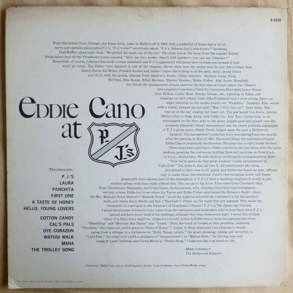 Eddie Cano : Eddie Cano At P.J.'s (LP, Album, Mono)