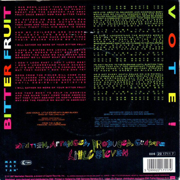 Little Steven : Bitter Fruit (7")