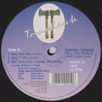 Ronnie Canada : Tell The World (12")