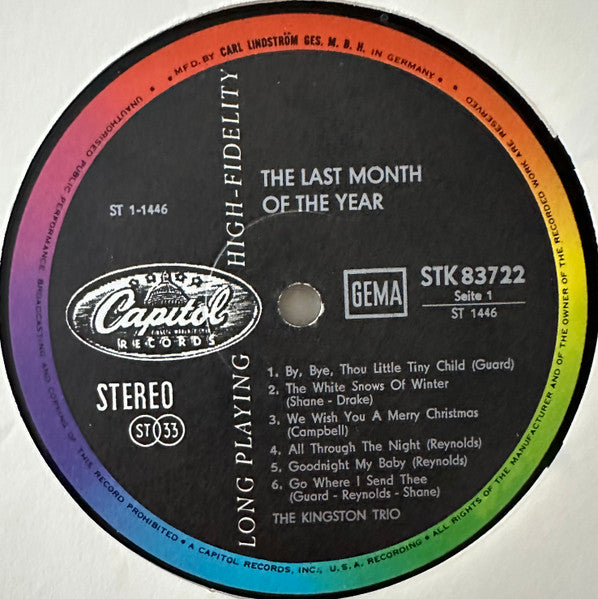 Kingston Trio : The Last Month Of The Year (LP, Album, Scr)