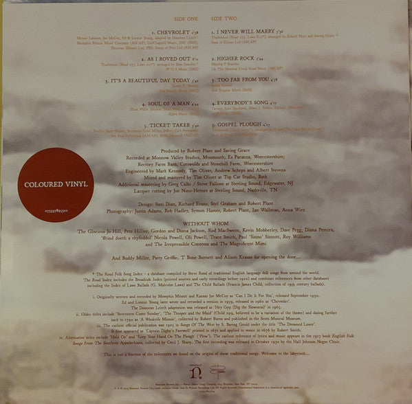 Robert Plant With Suzi Dian : Saving Grace  (LP, Album, Fru)