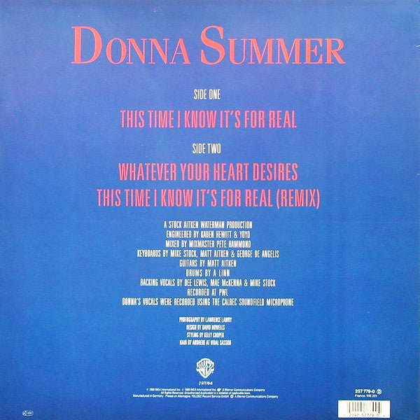 Donna Summer : This Time I Know It's For Real (12", Maxi)